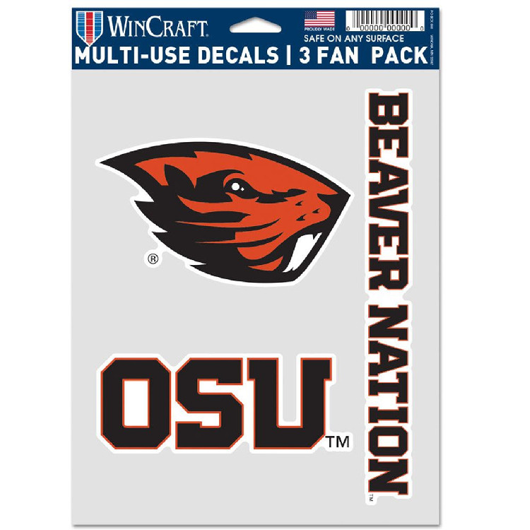 Oregon State Beavers Decal Multi Use Fan 3 Pack