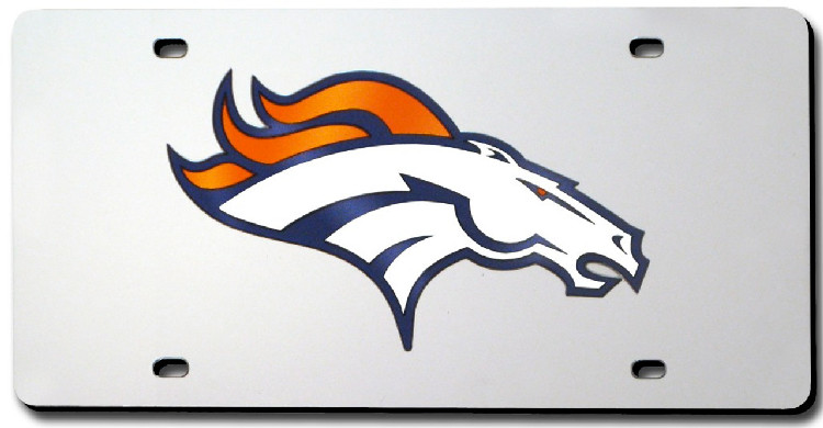 Denver Broncos License Plate Laser Cut Silver