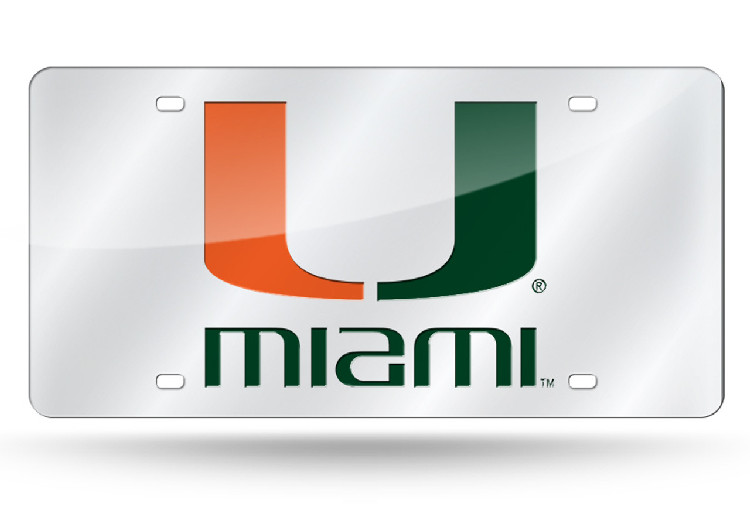 Miami Hurricanes License Plate Laser Cut Silver