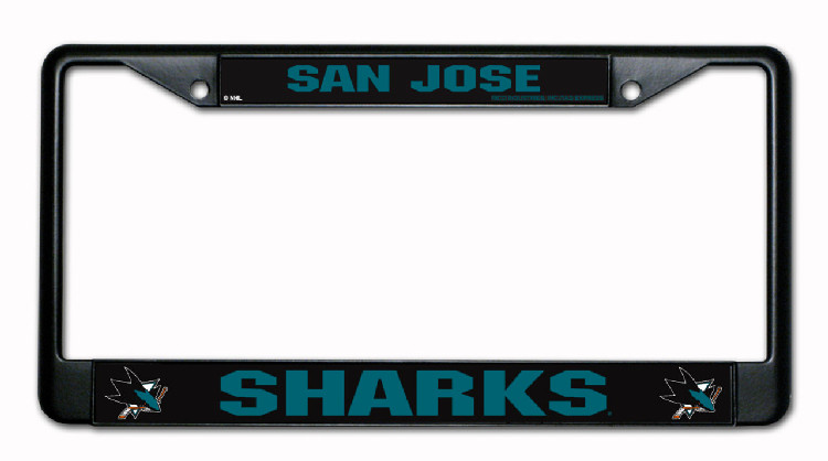 San Jose Sharks License Plate Frame Chrome Black