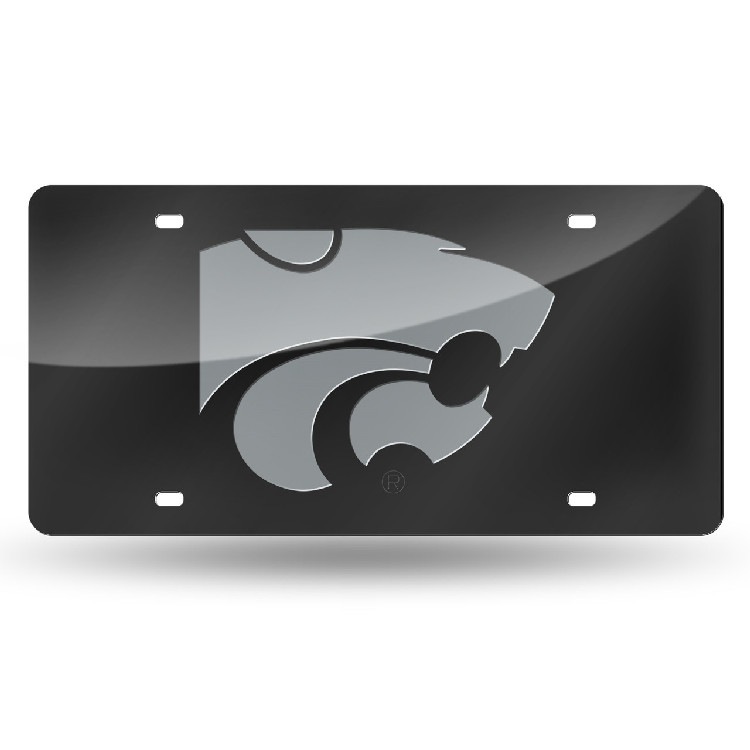 Kansas State Wildcats License Plate Laser Cut Black and Silver