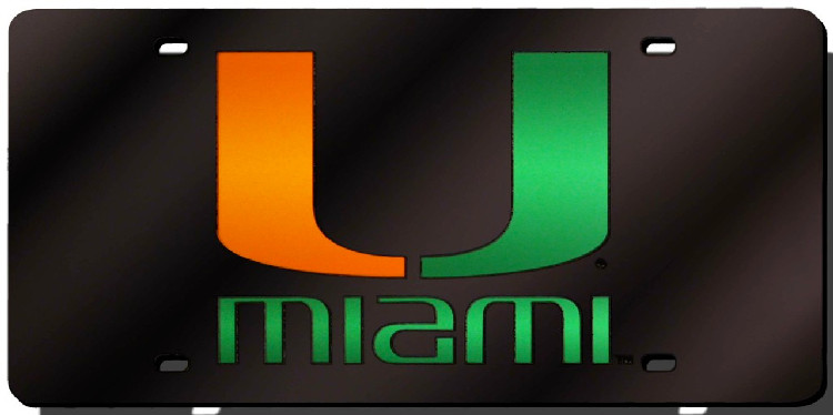 Miami Hurricanes License Plate Laser Cut Black