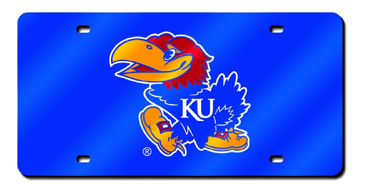 Kansas Jayhawks License Plate Laser Cut Navy