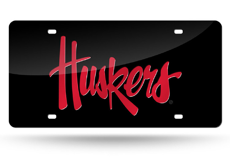 Nebraska Cornhuskers License Plate Laser Cut Black