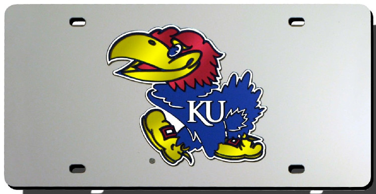 Kansas Jayhawks License Plate Laser Cut Silver