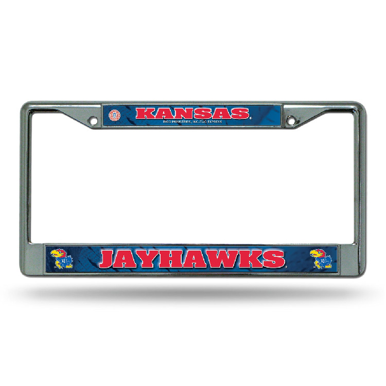 Kansas Jayhawks License Plate Frame Chrome