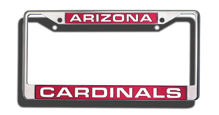 Arizona Cardinals License Plate Frame Laser Cut Chrome