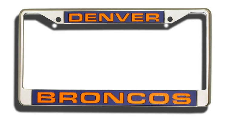 Denver Broncos License Plate Frame Laser Cut Chrome