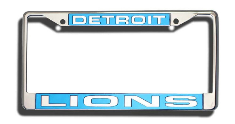 Detroit Lions License Plate Frame Laser Cut Chrome