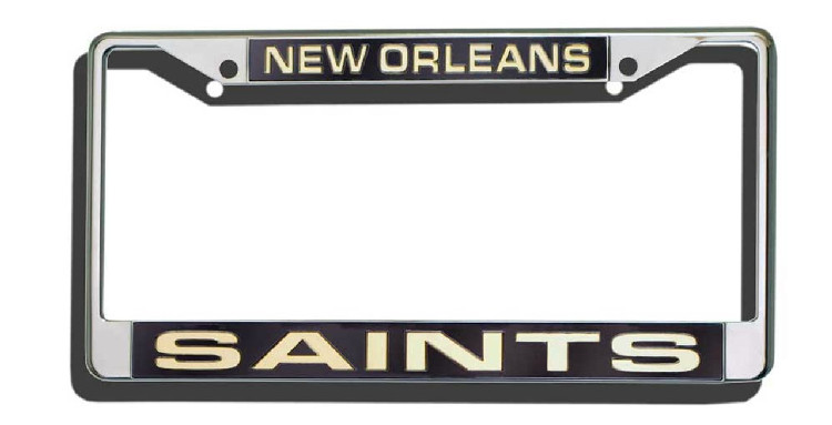 New Orleans Saints License Plate Frame Laser Cut Chrome