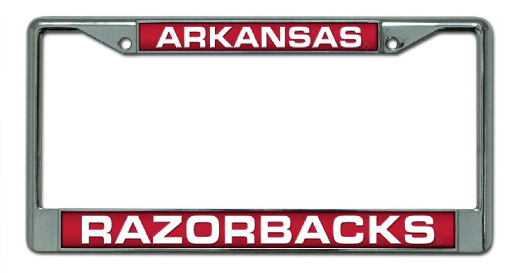 Arkansas Razorbacks Laser Cut Chrome License Plate Frame