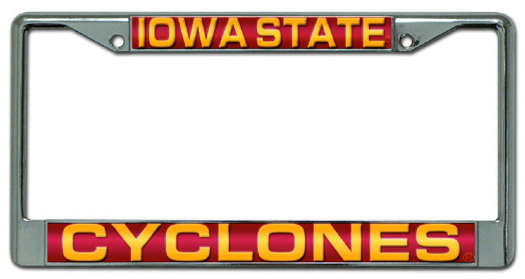 Iowa State Cyclones License Plate Frame Laser Cut Chrome