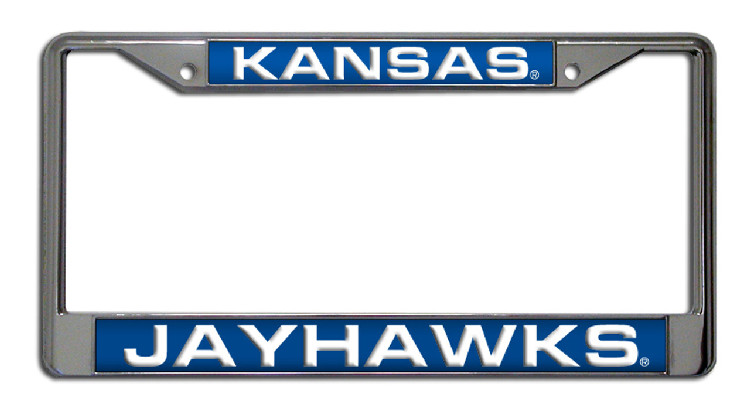 Kansas Jayhawks License Plate Frame Laser Cut Chrome