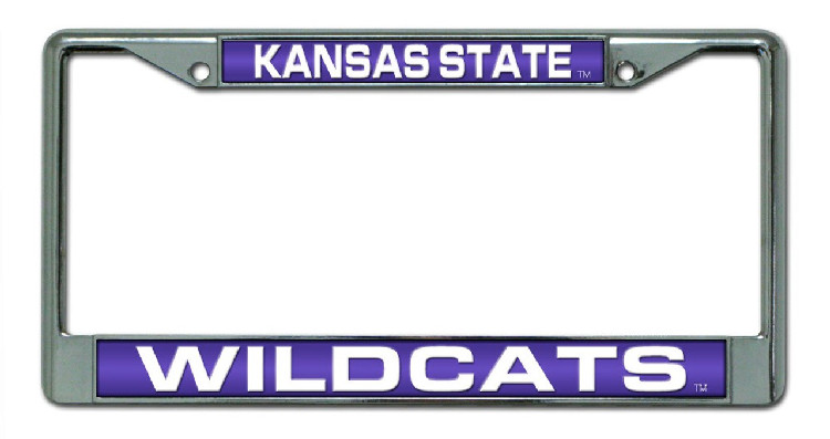 Kansas State Wildcats License Plate Frame Laser Cut Chrome