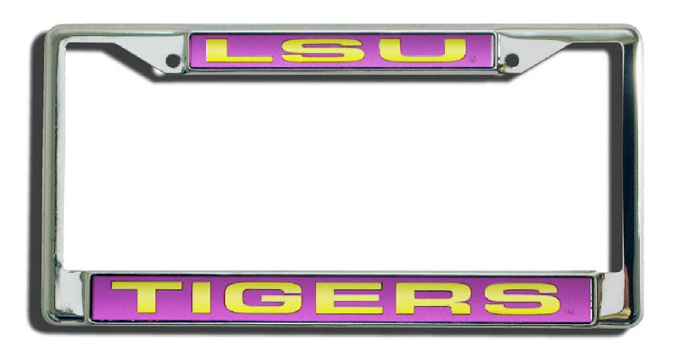 LSU Tigers License Plate Frame Laser Cut Chrome