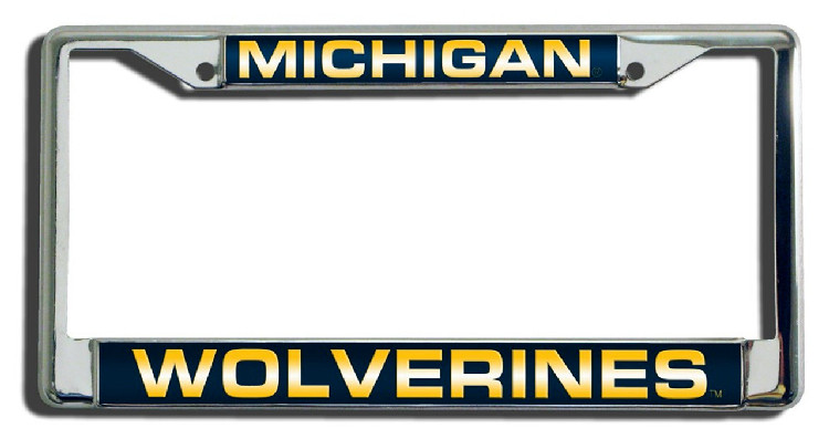 Michigan Wolverines License Plate Frame Laser Cut Chrome