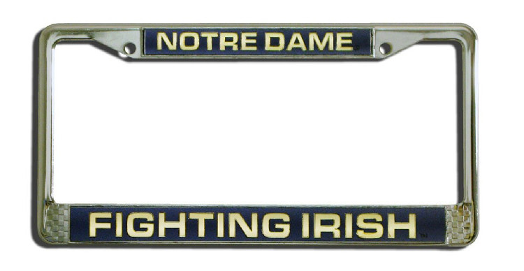 Notre Dame Fighting Irish License Plate Frame Laser Cut Chrome