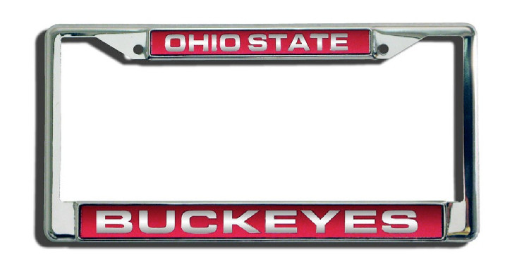 Ohio State Buckeyes License Plate Frame Laser Cut Chrome