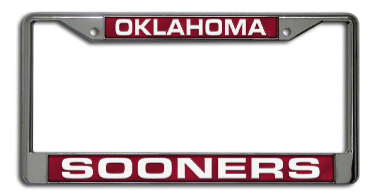 Oklahoma Sooners License Plate Frame Laser Cut Chrome