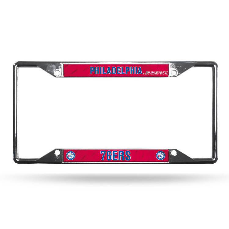 Philadelphia 76ers License Plate Frame Chrome EZ View