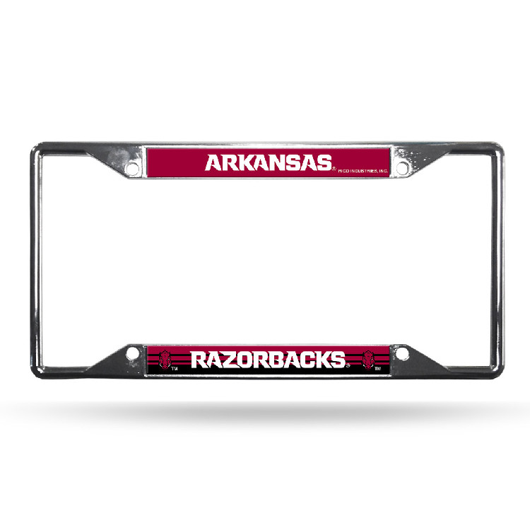 Arkansas Razorbacks License Plate Frame Chrome EZ View