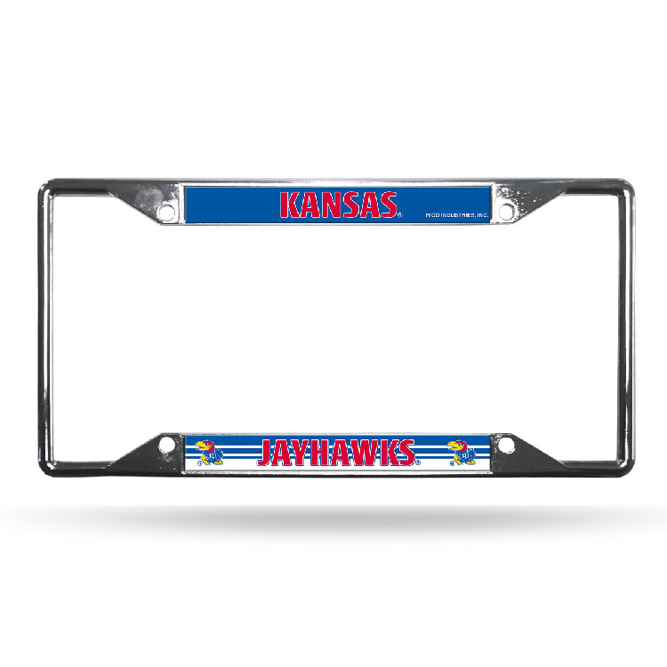 Kansas Jayhawks License Plate Frame Chrome EZ View