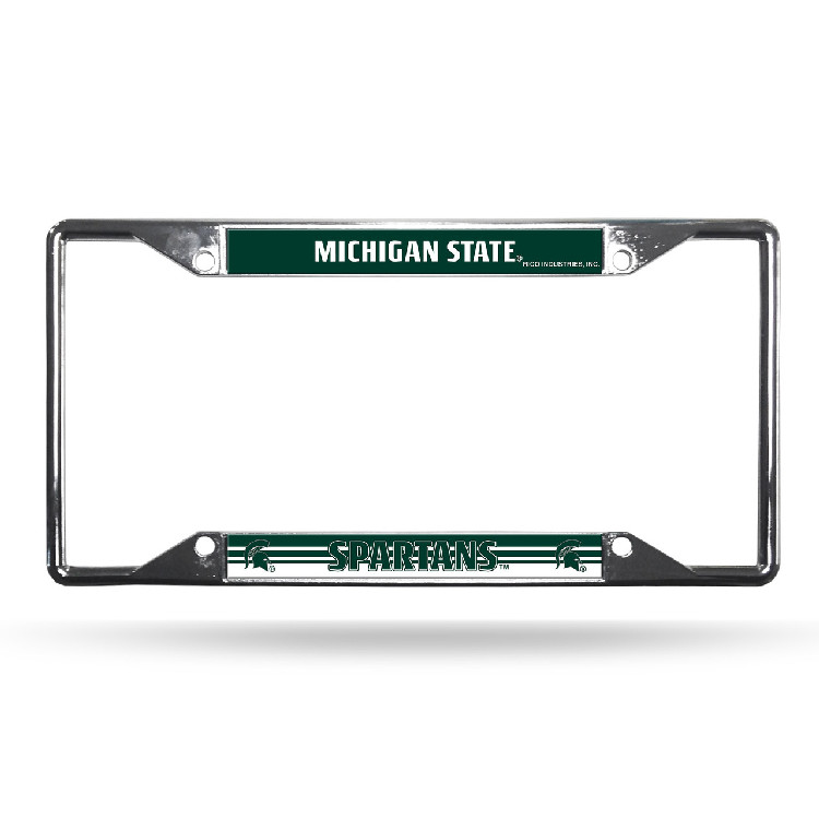 Michigan State Spartans License Plate Frame Chrome EZ View