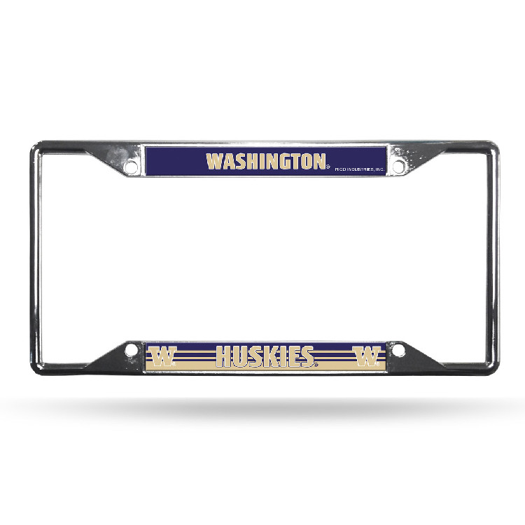 Washington Huskies License Plate Frame Chrome EZ View