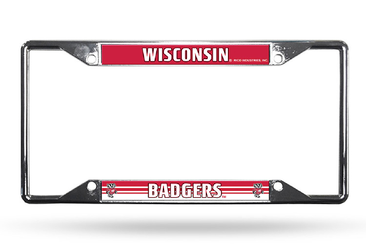 Wisconsin Badgers License Plate Frame Chrome EZ View