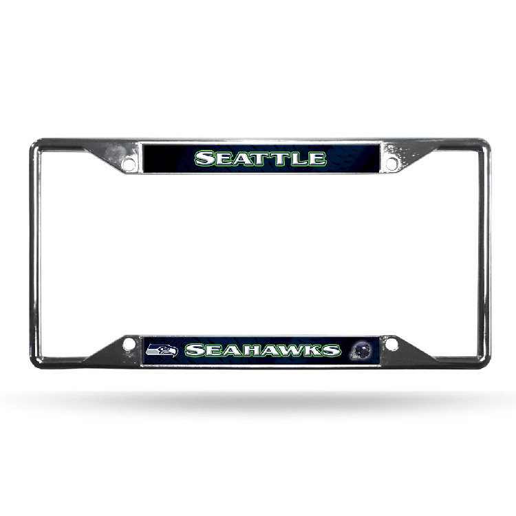 Seattle Seahawks License Plate Frame Chrome EZ View