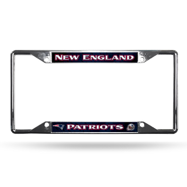 New England Patriots License Plate Frame Chrome EZ View