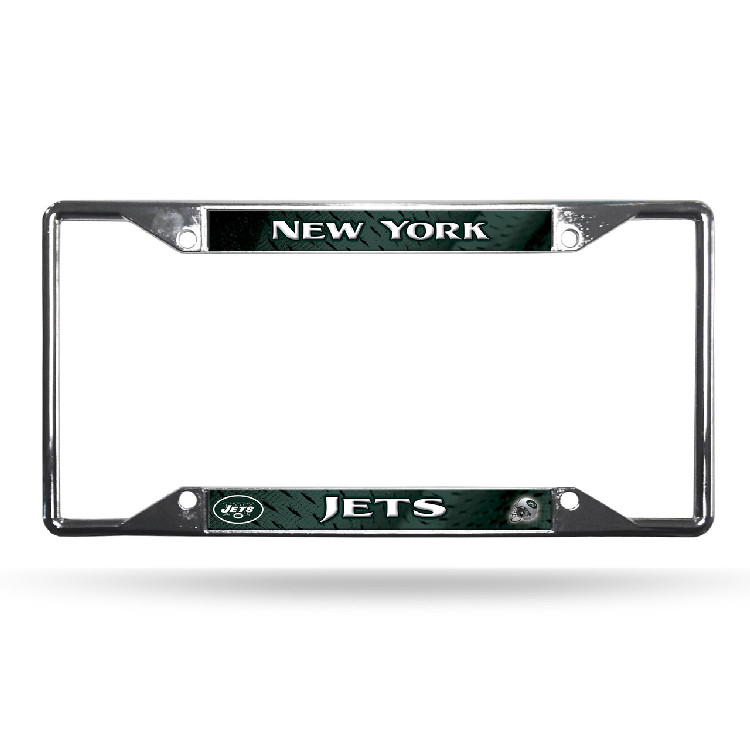 New York Jets License Plate Frame Chrome EZ View