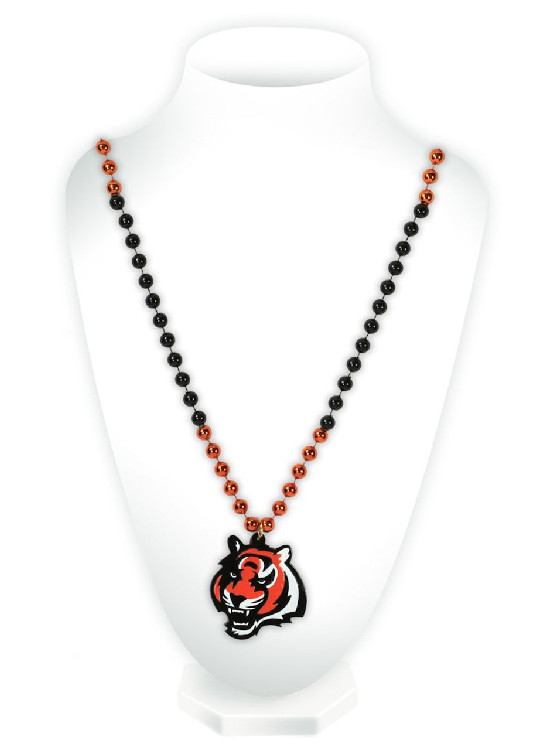 Cincinnati Bengals Mardi Gras Beads with Medallion