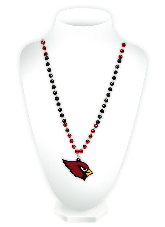 Arizona Cardinals Beads with Medallion Mardi Gras Style