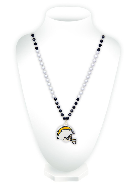 Los Angeles Chargers Beads with Medallion Mardi Gras Style