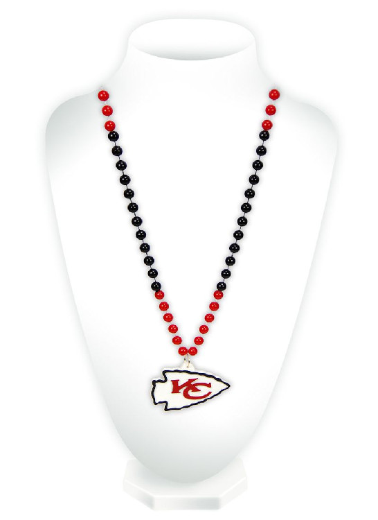 Kansas City Chiefs Beads with Medallion Mardi Gras Style