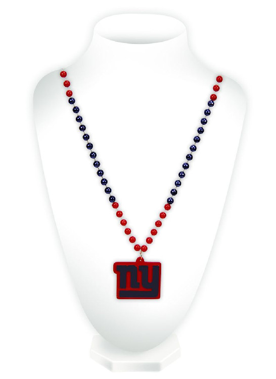 New York Giants Mardi Gras Beads with Medallion