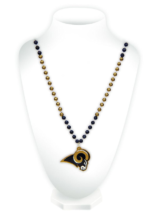 Los Angeles Rams Beads with Medallion Mardi Gras Style