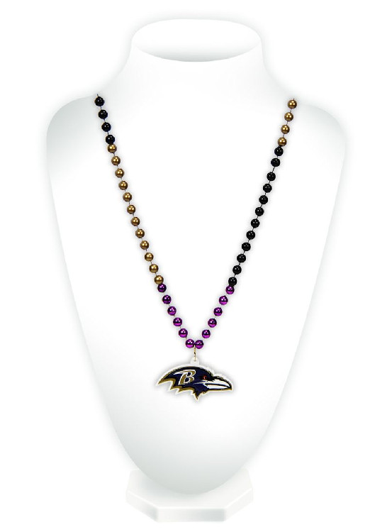 Baltimore Ravens Beads with Medallion Mardi Gras Style