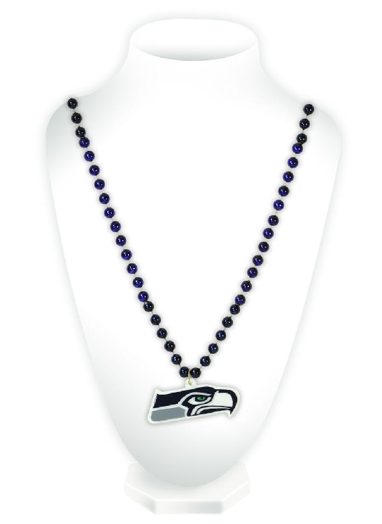 Seattle Seahawks Beads with Medallion Mardi Gras Style