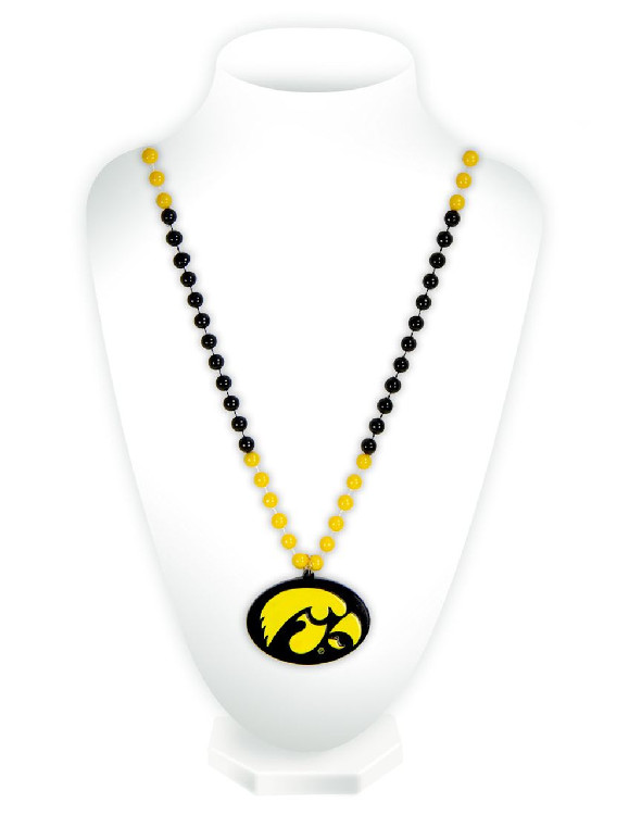 Iowa Hawkeyes Beads with Medallion Mardi Gras Style