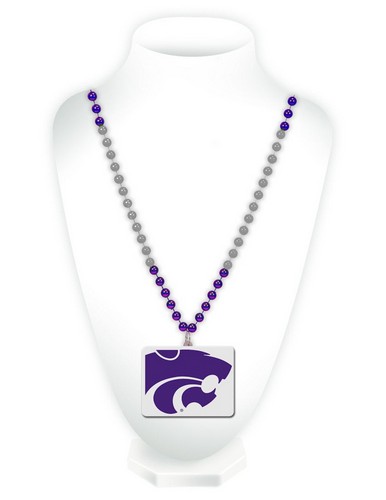 Rico Industries Kansas State Wildcats Beads with Medallion Mardi Gras Style