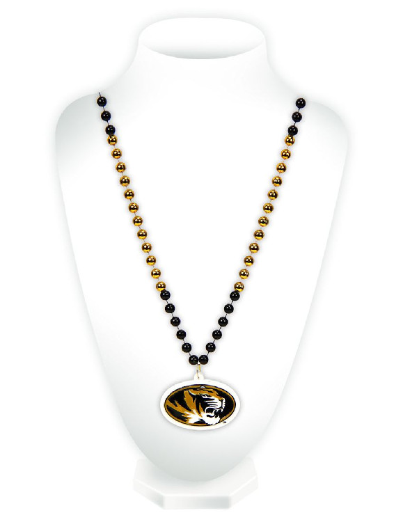 Missouri Tigers Beads with Medallion Mardi Gras Style