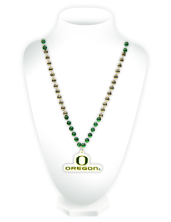 Oregon Ducks Beads with Medallion Mardi Gras Style