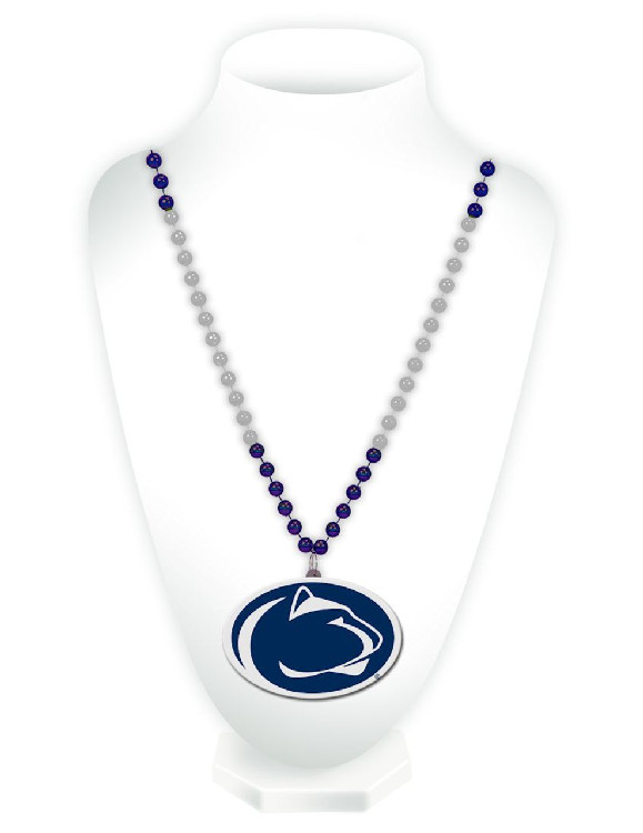 Penn State Nittany Lions Mardi Gras Beads with Medallion