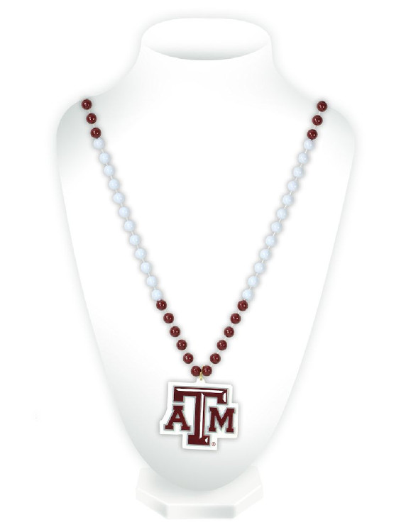 Texas A&M Aggies Beads with Medallion Mardi Gras Style