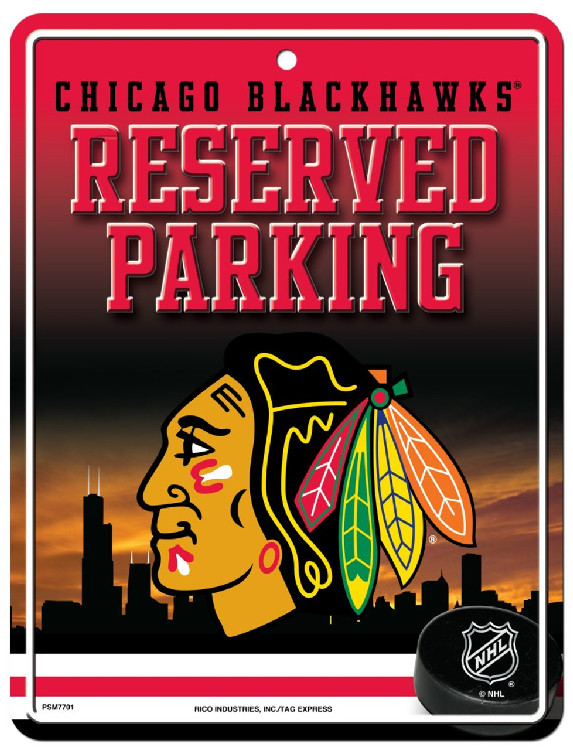 Chicago Blackhawks Sign Metal Parking