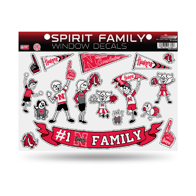 Nebraska Cornhuskers Family Sticker Sheet Script Logo CO