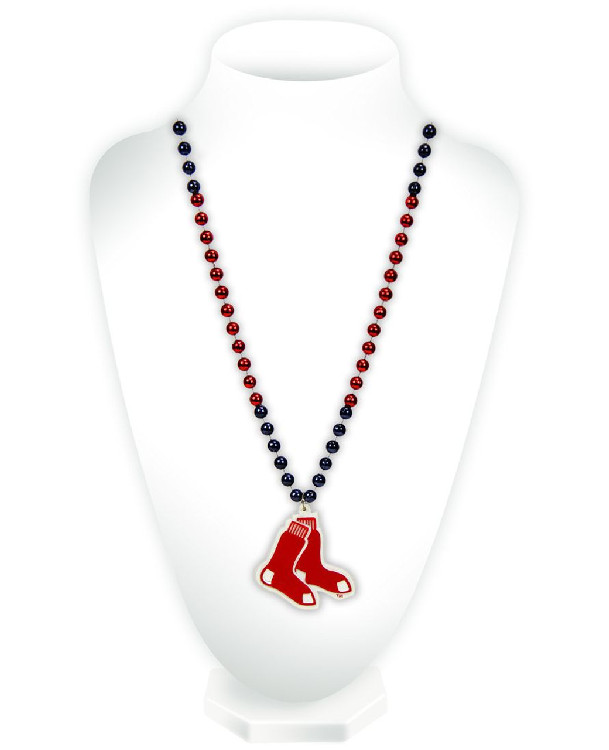 Boston Red Sox Beads with Medallion Mardi Gras Style