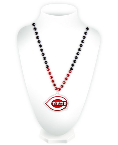 Rico Industries Cincinnati Reds Mardi Gras Beads with Medallion -